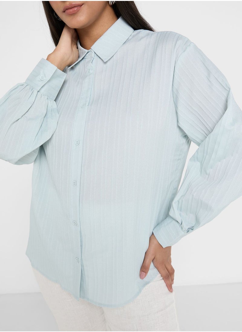 ELLA - Textured Button Down Shirt - Image 1