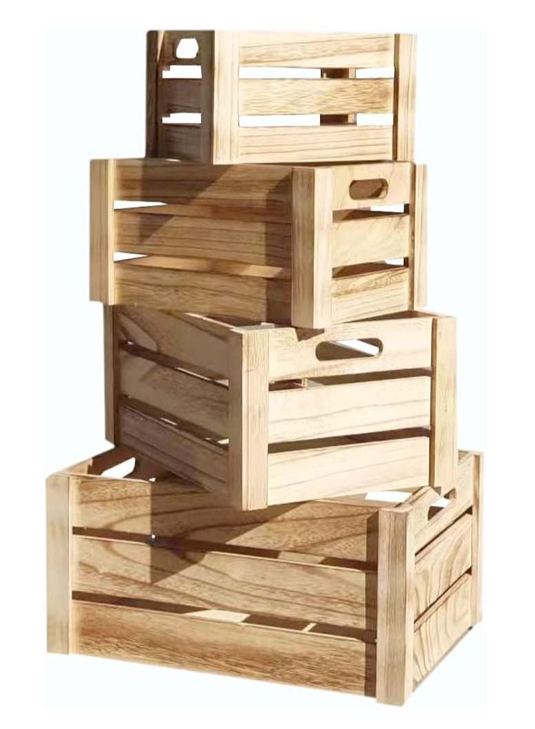 FFD Wooden Nesting Crates Wood Storage Boxes Decorative Wooden Storage Box Set of 4 - Image 1