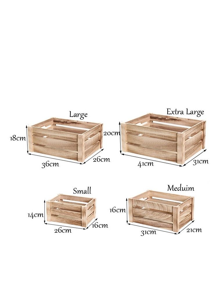 FFD Wooden Nesting Crates Wood Storage Boxes Decorative Wooden Storage Box Set of 4 - Image 2