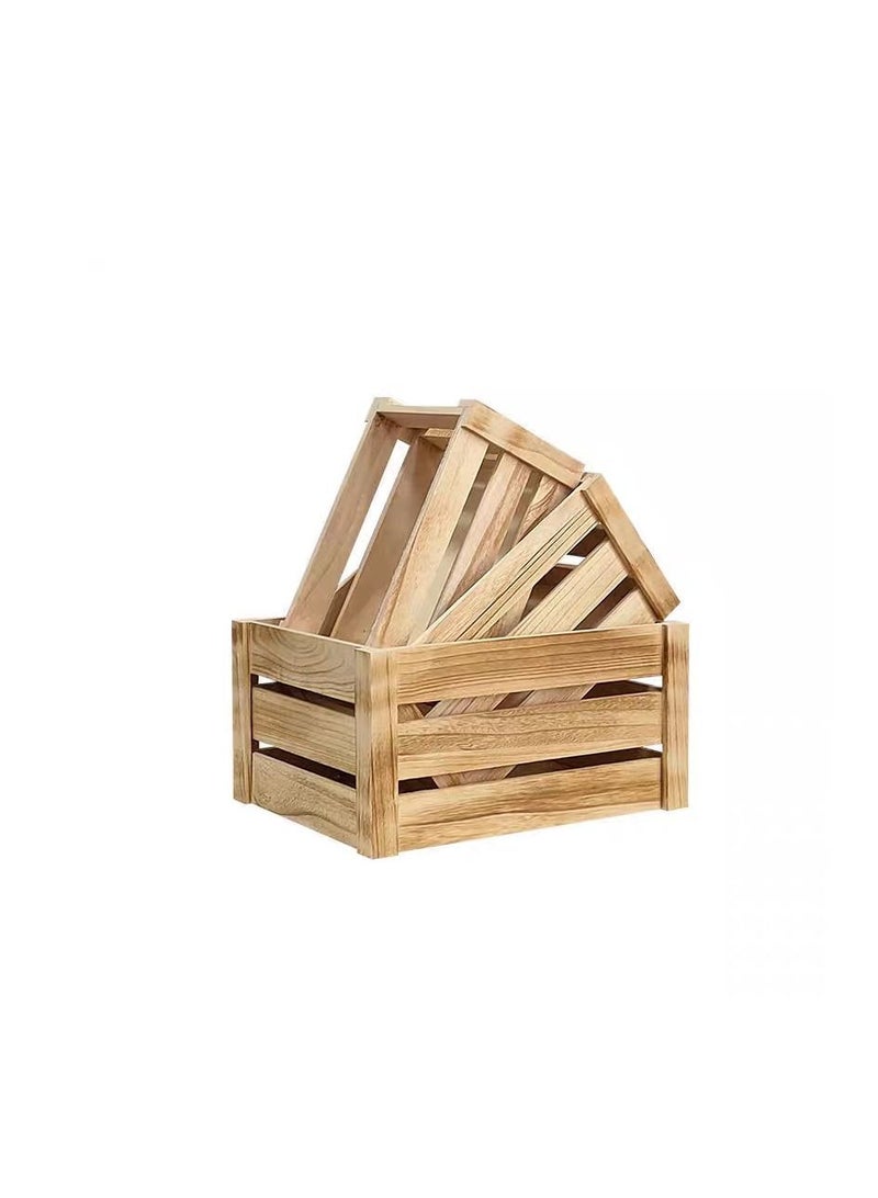 FFD Wooden Nesting Crates Wood Storage Boxes Decorative Wooden Storage Box Set of 4 - Image 4