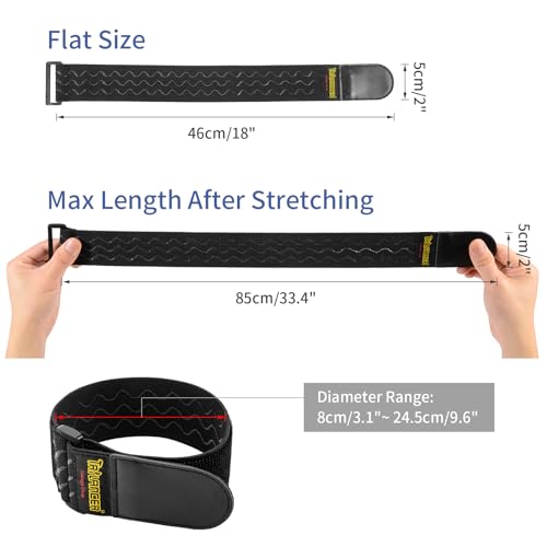Trilancer Elastic Cinch Straps with Anti-Slip Strips, 2" x 18"(4 Pack) Hook and Loop Storage Straps with Buckle, Bundling Bands for Extension Cords, Cables, Ropes, Hoses, Bike, Boat, Pant Garters - Image 3