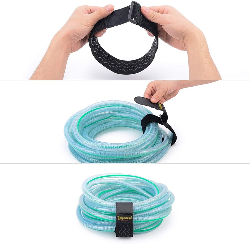 Trilancer Elastic Cinch Straps with Anti-Slip Strips, 2" x 18"(4 Pack) Hook and Loop Storage Straps with Buckle, Bundling Bands for Extension Cords, Cables, Ropes, Hoses, Bike, Boat, Pant Garters - Image 4