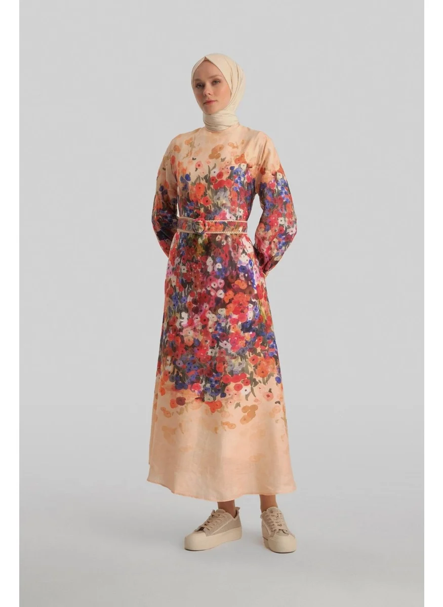 ARMINE Stripe Detail Patterned Dress 24Y9836 Peach