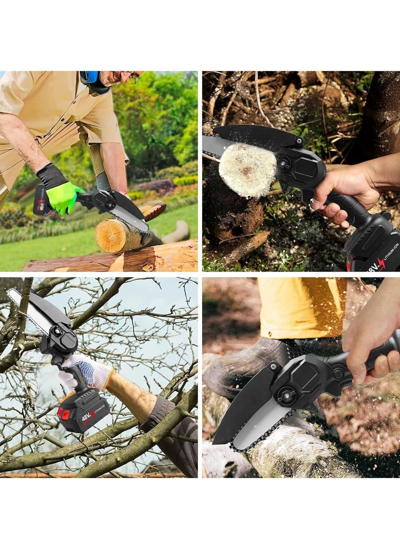 Rechargeable Electric Mini Chainsaw with Lithium Battery One-Handed Portable Chainsaw for Household Use and Pruning