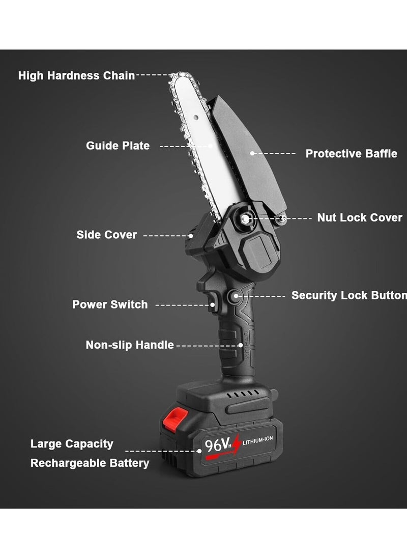 Rechargeable Electric Mini Chainsaw with Lithium Battery One-Handed Portable Chainsaw for Household Use and Pruning