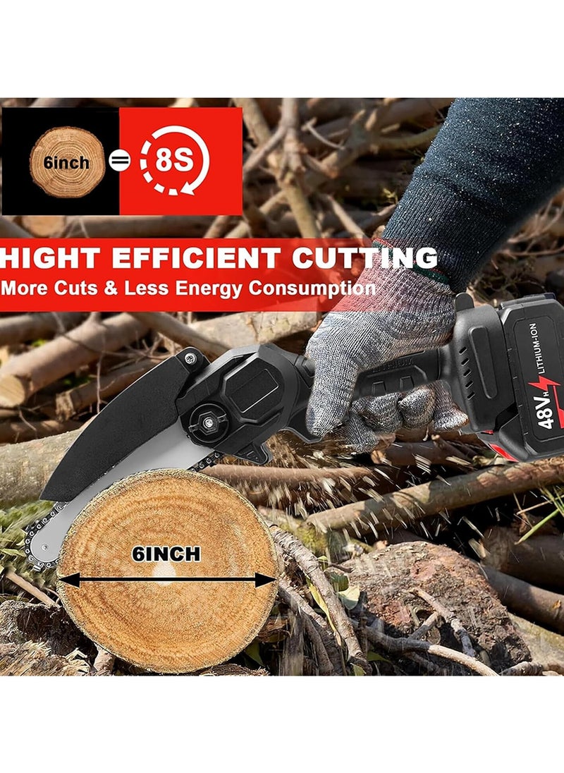 AROAQ Rechargeable Electric Mini Chainsaw with Lithium Battery One-Handed Portable Chainsaw for Household Use and Pruning  - Image 2