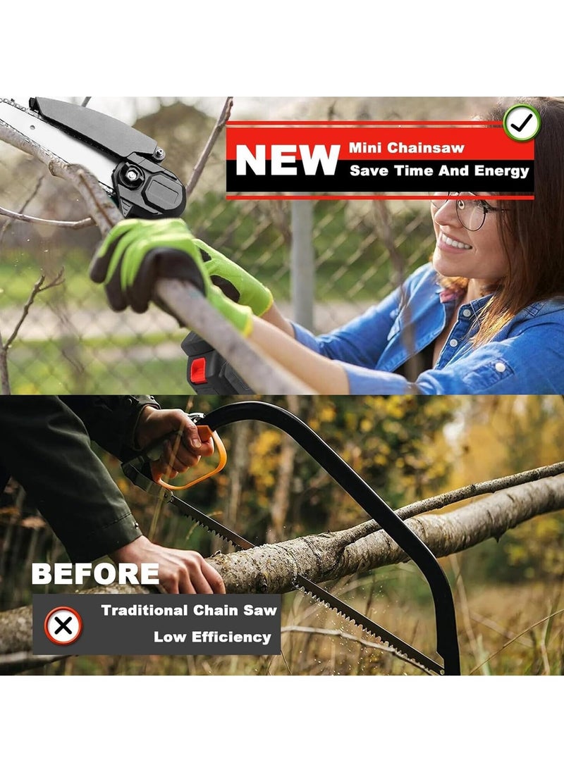 Rechargeable Electric Mini Chainsaw with Lithium Battery One-Handed Portable Chainsaw for Household Use and Pruning