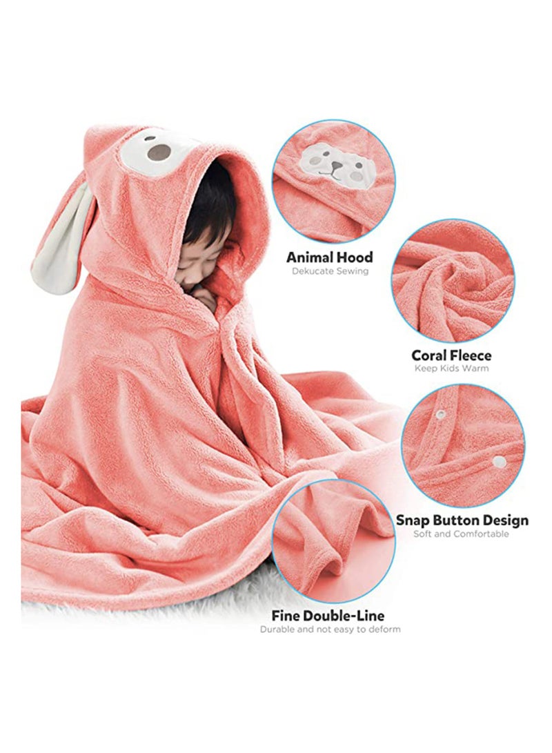 Suntown Unisex Baby Cotton Animal Face Hooded Towel, Baby Bath Towel Hooded Ultra Soft Towel Highly Absorbent Bathrobe Blanket Toddlers Shower Gifts for Boys Girls Extra Large 28" x 55" (Pink) - Image 4