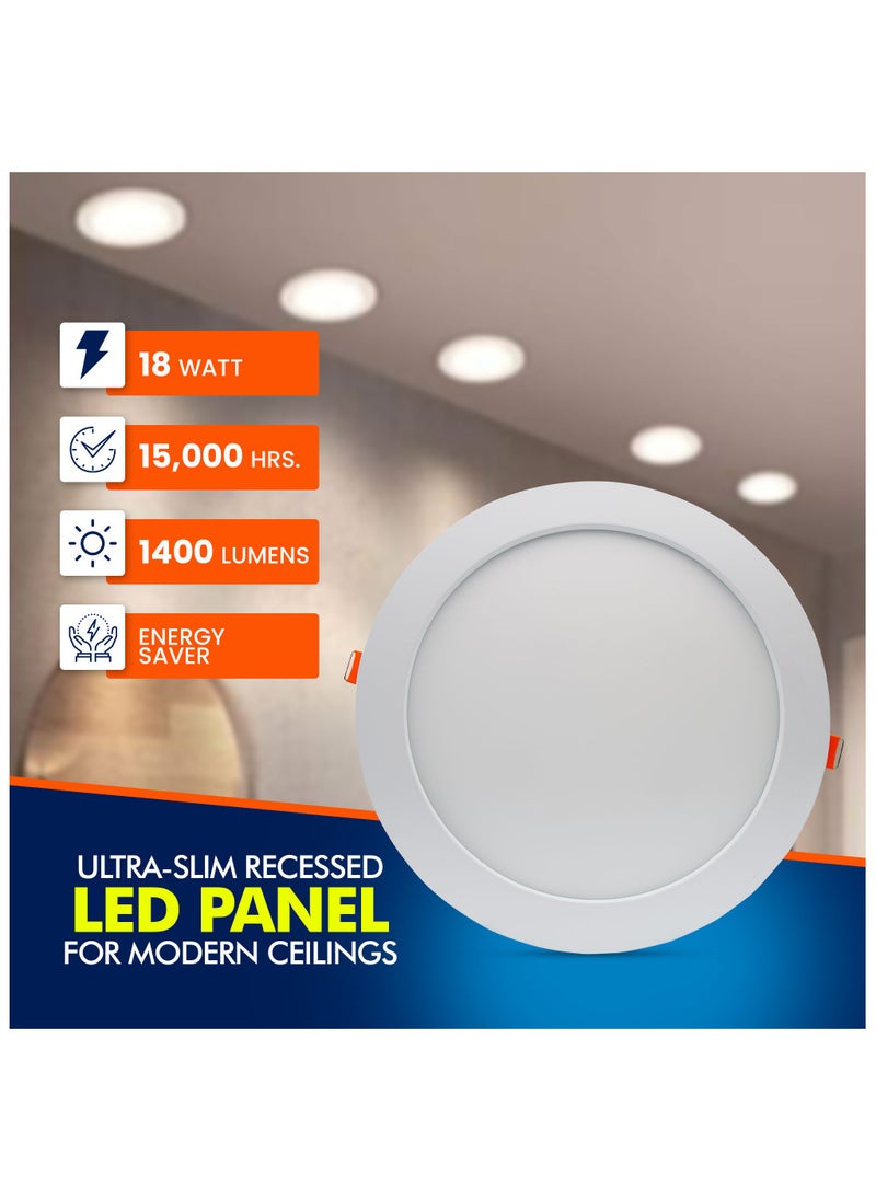 Duravel Duravel 18W LED SLIM Panel Light, Day Light-6500K, Round Recessed, Mounting 9inch Non Dimmable, AC:100-256V, IP20, Lifetime: 15000Hours  - Image 5