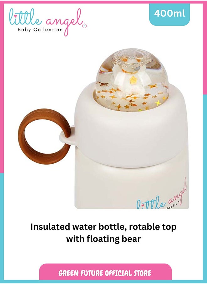 Little Angel Kids Water Bottle Stainless Steel - Cute Bear Design, White  - Image 4