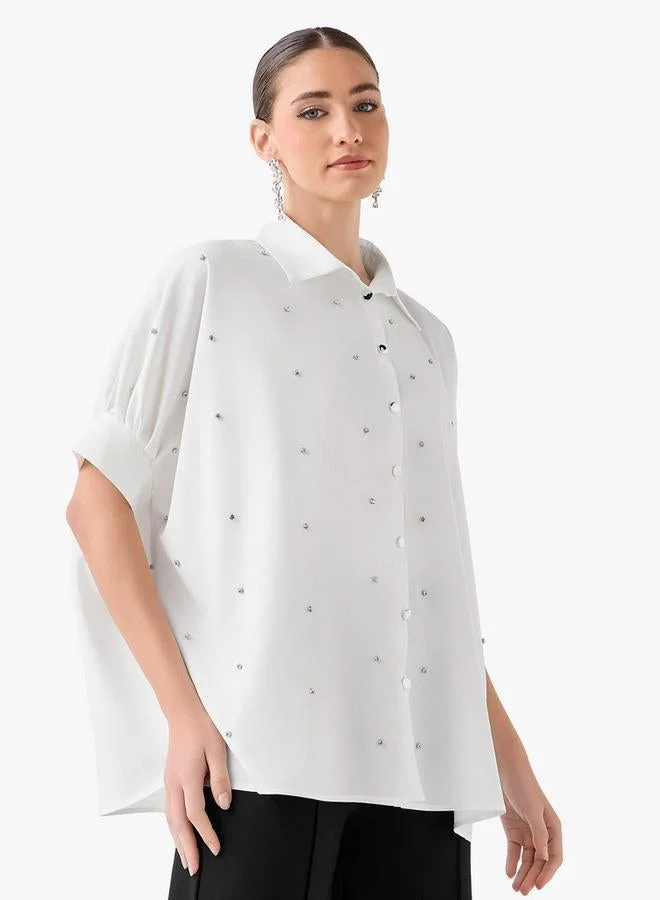 Splash FAV Kaftan Shirt with Embellished Detail