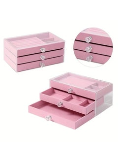 KITCHENOO coobest Jewelry Box, 3 Drawer Jewelry Holder Organizer, Jewelry Boxes & Organizers with Earring Organizer, Jewelry Holder Box, Clear Jewelry Organizer Box for Jewelry Storage, Mothers Day Gifts  - Image 1