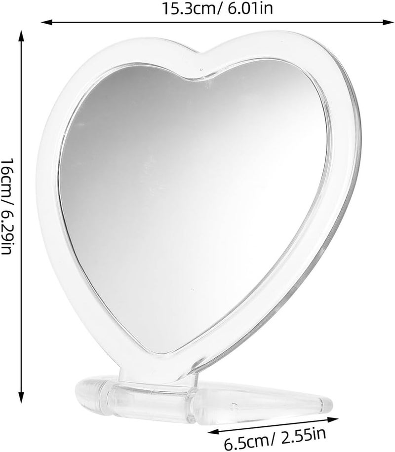 Heart Shaped Double-Sided Tabletop Makeup Mirror Personal Mirror for Desk and Vanity Portable Folding for Women and Men - Image 2