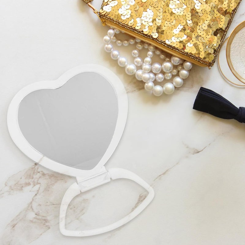 Heart Shaped Double-Sided Tabletop Makeup Mirror Personal Mirror for Desk and Vanity Portable Folding for Women and Men - Image 5