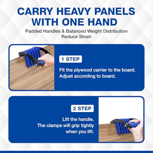 Gearwiz Panel Carrier Tool – Carry Plywood & Large Sheets up to 100 lbs – One-Handed Ergonomic Grip – Heavy-Duty Woodworking & Construction Sheet Lifter for 4x8 Panels – NOT FOR DRYWALL – 2 Pack - Image 3
