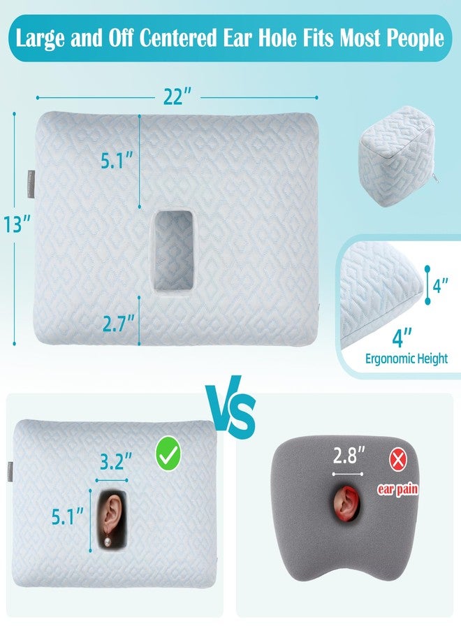 USlixury Piercing Pillow - Ear Piercing Pillow with Foam Plug, 4''H Ear Pillow with 5.1*3.2 and Off Center Ear Hole, Soft CertiPUR-US Memory Foam Piercing Pillow for Side Sleepers, Cooling Ear Pillow - Image 3