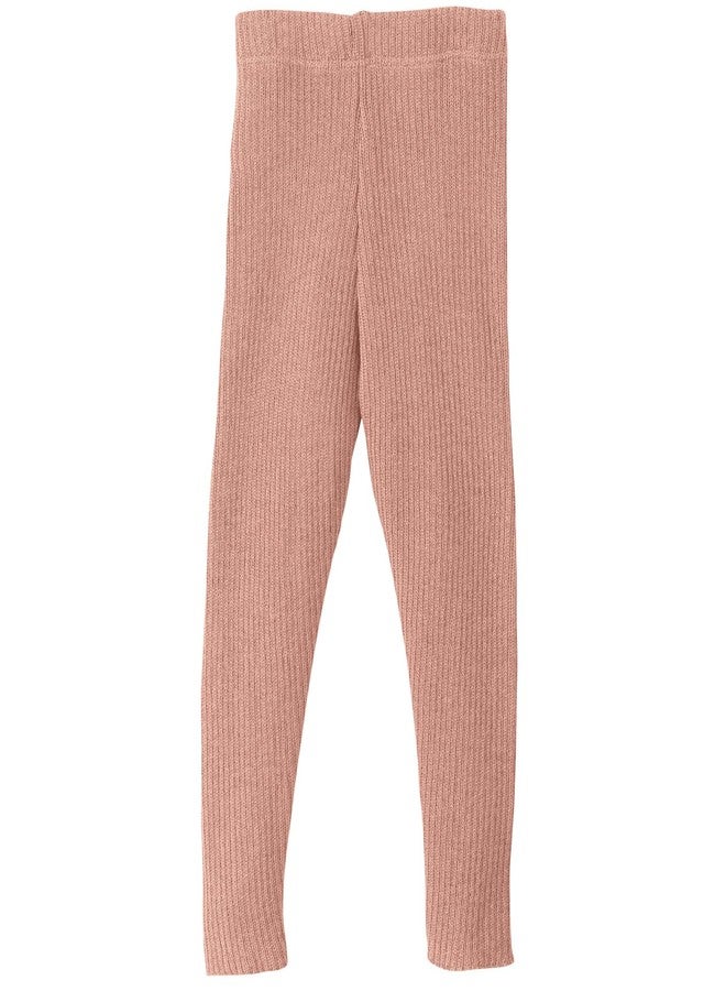 Ecoable Kids Merino Wool Leggings, Ribbed Thermal Base Layer Pants | Organic Knit Bottoms for Girls and Boys, Soft Warm Underwear for Winter (EU 74/80, Rose) - Image 1