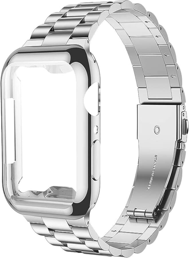 Next Next store Compatible with Apple Watch Band 45mm with Screen Protector 45, Stainless Steel Replacement Strap for iWatch Series 7