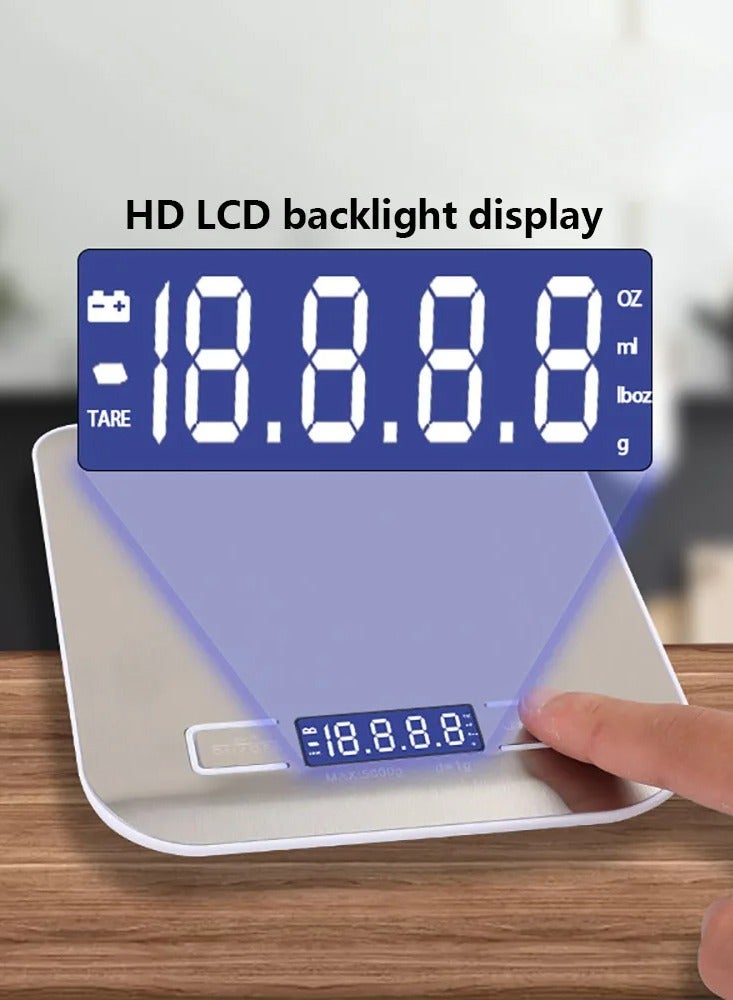 بلومنغ تايم ميزان مطبخ رقمي من الفولاذ المقاوم للصدأ سعة 5 كجم، مقياس قياس عالي الدقة لأوقية الطعام والجرام - Image 3