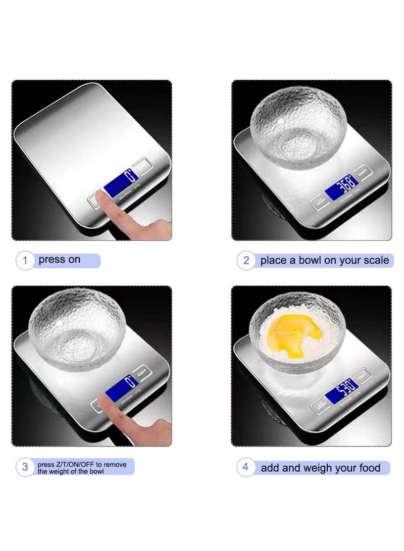 بلومنغ تايم ميزان مطبخ رقمي من الفولاذ المقاوم للصدأ سعة 5 كجم، مقياس قياس عالي الدقة لأوقية الطعام والجرام - Image 5