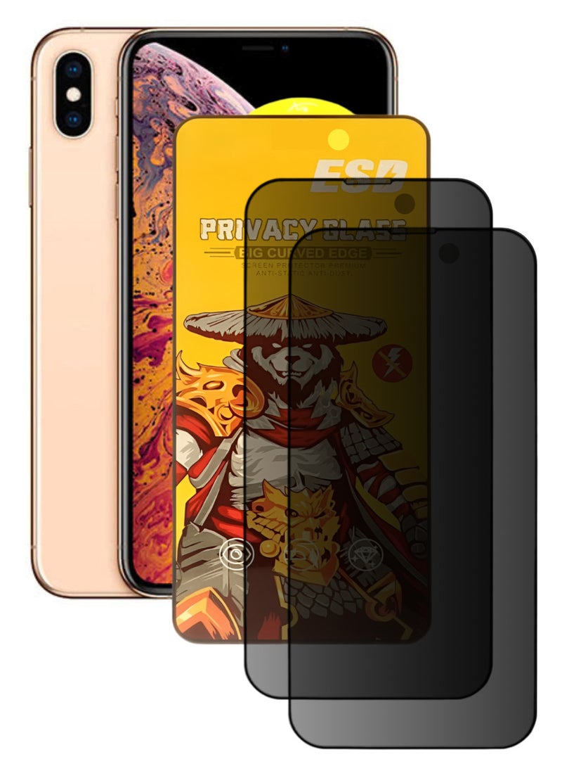 ESD 2 Pieces Tempered Dustproof Privacy Glass Screen Protector Compatible For iPhone XS Max - Image 1