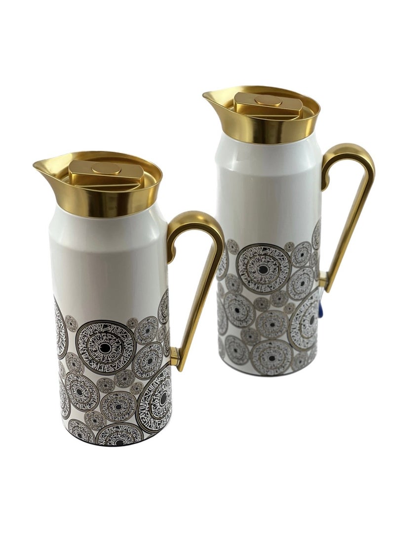 Home Maker 2-Piece Thermal Flask Set – 0.75L & 1L – Stainless Steel Exterior with Inner Glass Insulation  - Image 2