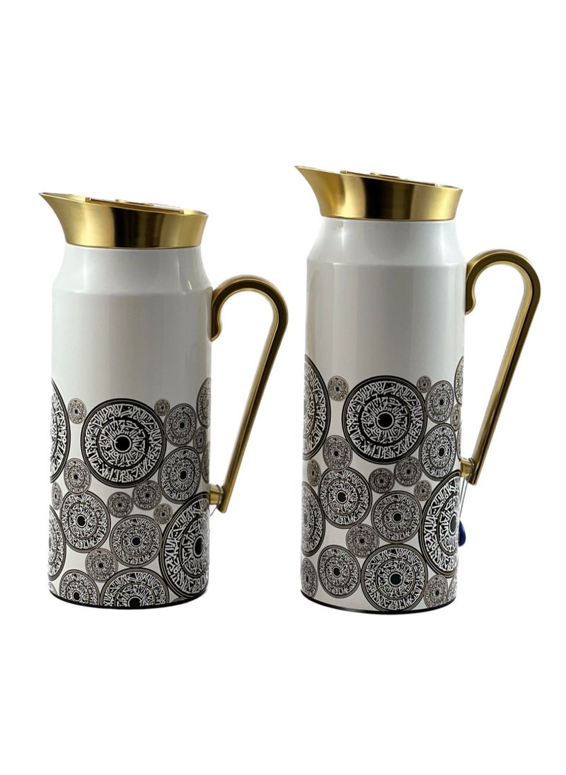 Home Maker 2-Piece Thermal Flask Set – 0.75L & 1L – Stainless Steel Exterior with Inner Glass Insulation  - Image 3