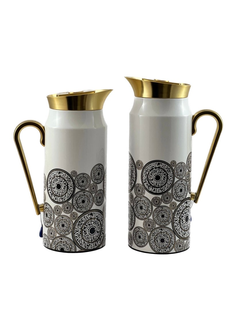 Home Maker 2-Piece Thermal Flask Set – 0.75L & 1L – Stainless Steel Exterior with Inner Glass Insulation  - Image 4