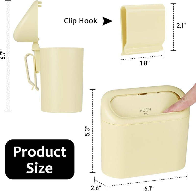 accmor Car Trash Can, Portable Vehicle Trash Bin with Lid, Car Dustbin Garbage Organizer Holder with One Roll Trash Bag, Leakproof Hanging Mini Cars Storage Bag Container for Auto, SUV, Office (Beige) - Image 2