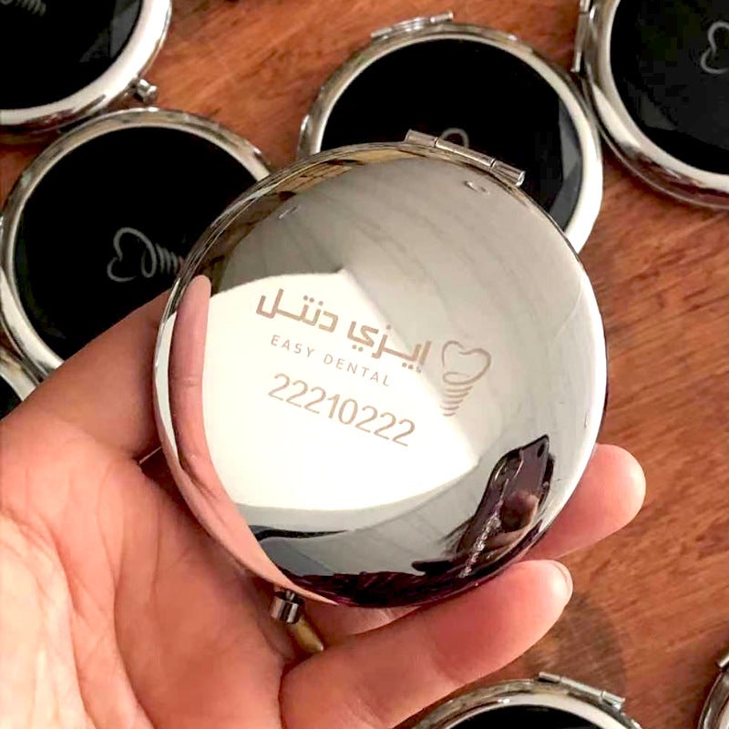 Metal Makeup Mirror Double-Sided Foldableing Crystal Makeup Mirror Portable Mirror Small Mirror Corporate Advertising Logo Gift - Image 5