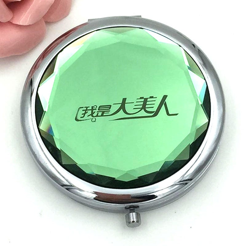 Metal Makeup Mirror Double-Sided Foldableing Crystal Makeup Mirror Portable Mirror Small Mirror Corporate Advertising Logo Gift - Image 4