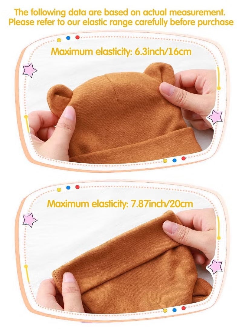 Realfrog - Baby Fetal Cap Gloves Set 6 Sets Newborn Cute Cotton Hospital Hat Mittens Baby Beanie Maternity Birth Accessories (White+Grey+Blue+ Black+Dark Blue+Brown) - Image 1