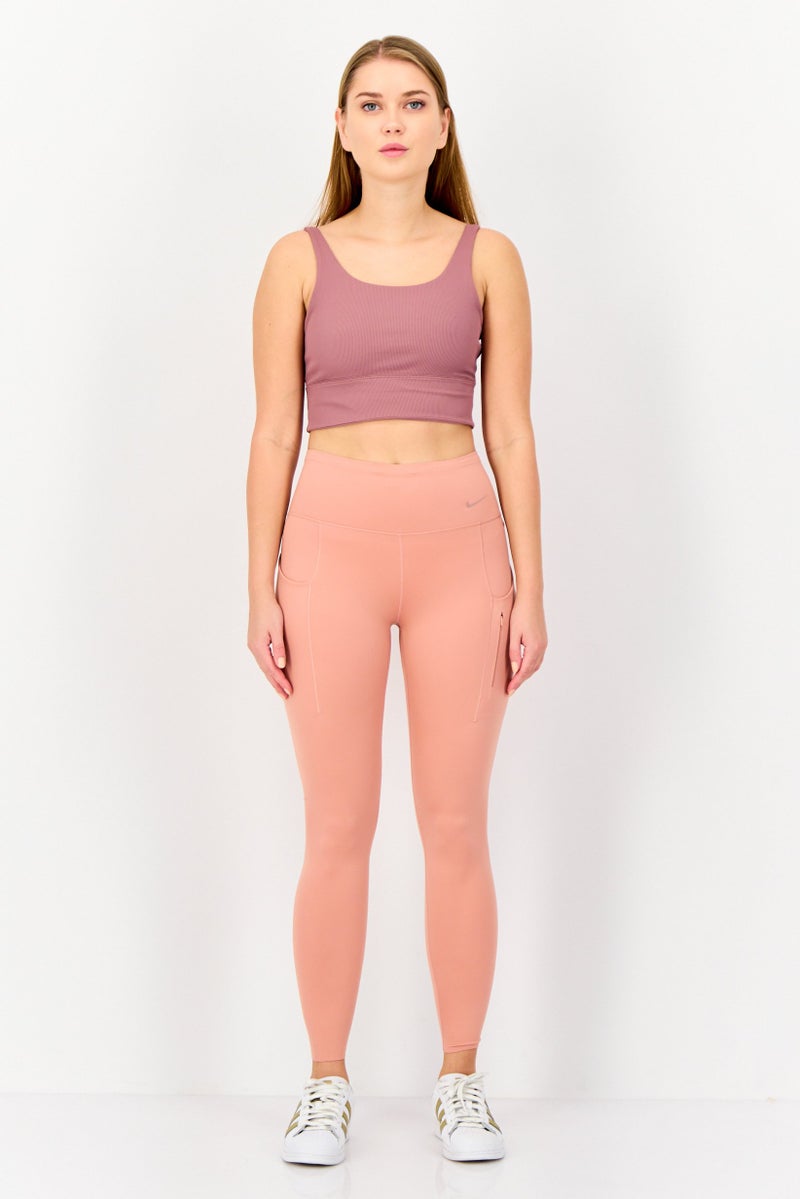 Nike Women Dri Fit Brand Logo 7/8 Running Tights, Old Rose Pink  - Image 3