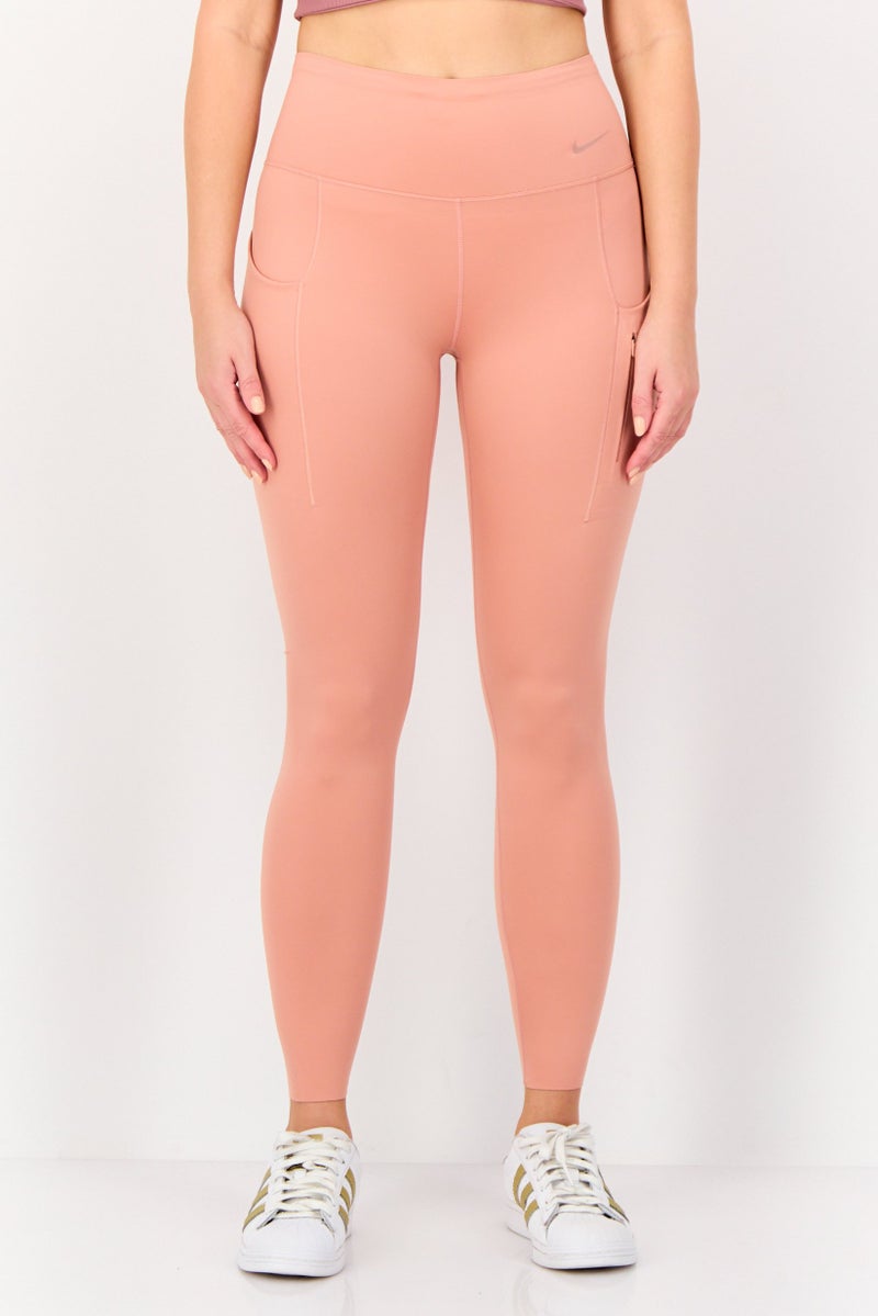 Nike Women Dri Fit Brand Logo 7/8 Running Tights, Old Rose Pink  - Image 1