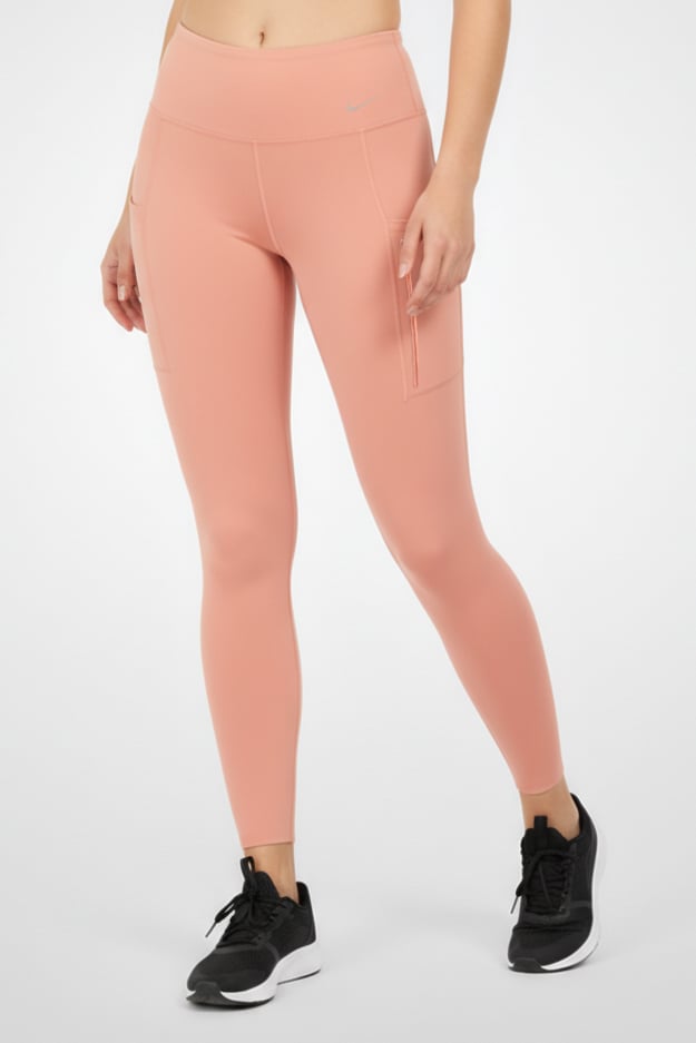 Nike Women Dri Fit Brand Logo 7/8 Running Tights, Old Rose Pink - Image 3