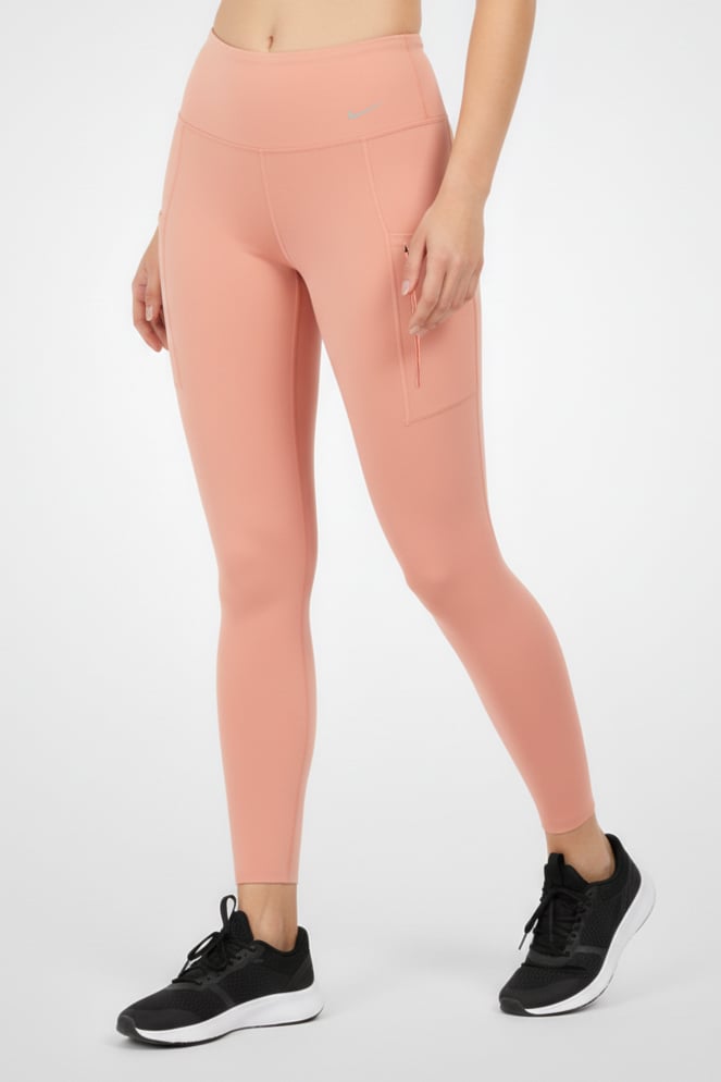 Nike Women Dri Fit Brand Logo 7/8 Running Tights, Old Rose Pink - Image 2