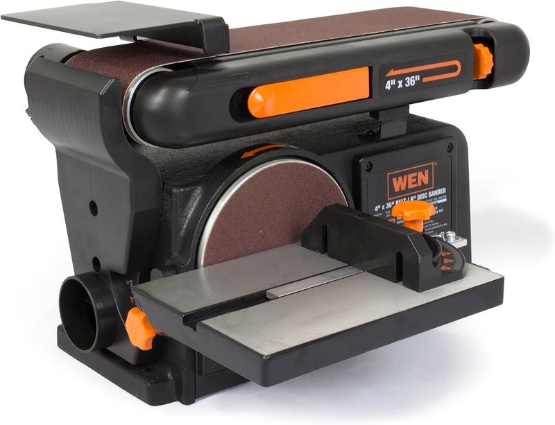 Wen Benchtop Belt and Disc Sander with 4 x 36 in. Belt, 6 in. Disc and Cast Iron Base (6502T) - Image 2