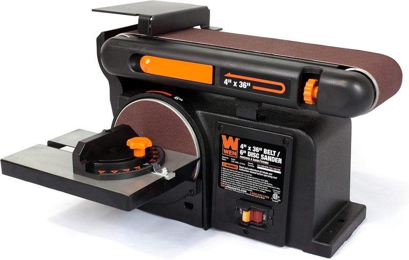 Wen Benchtop Belt and Disc Sander with 4 x 36 in. Belt, 6 in. Disc and Cast Iron Base (6502T) - Image 1