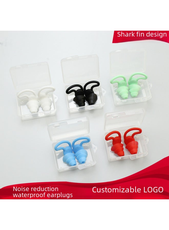 Generic Earplugs Sleep Noise Reduction Soundproof Earplugs Three-layer Silicone Earplugs Waterproof Swimming Earplugs Wholesale-Color:Red (black Color Box + Transparent Box)  - Image 2