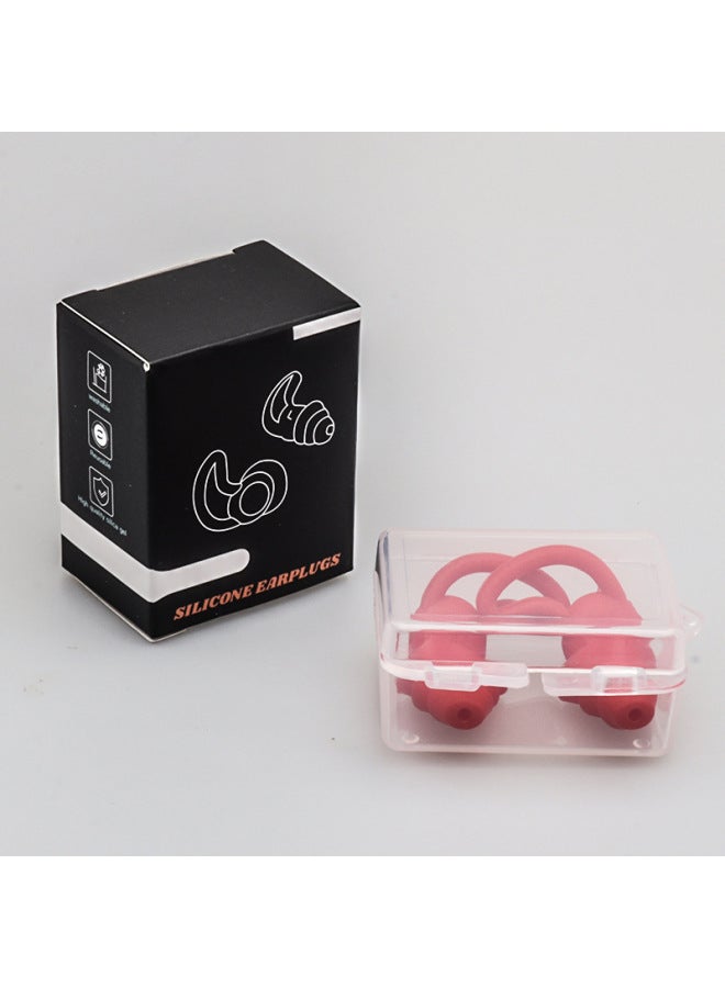 Generic Earplugs Sleep Noise Reduction Soundproof Earplugs Three-layer Silicone Earplugs Waterproof Swimming Earplugs Wholesale-Color:Red (black Color Box + Transparent Box)  - Image 1