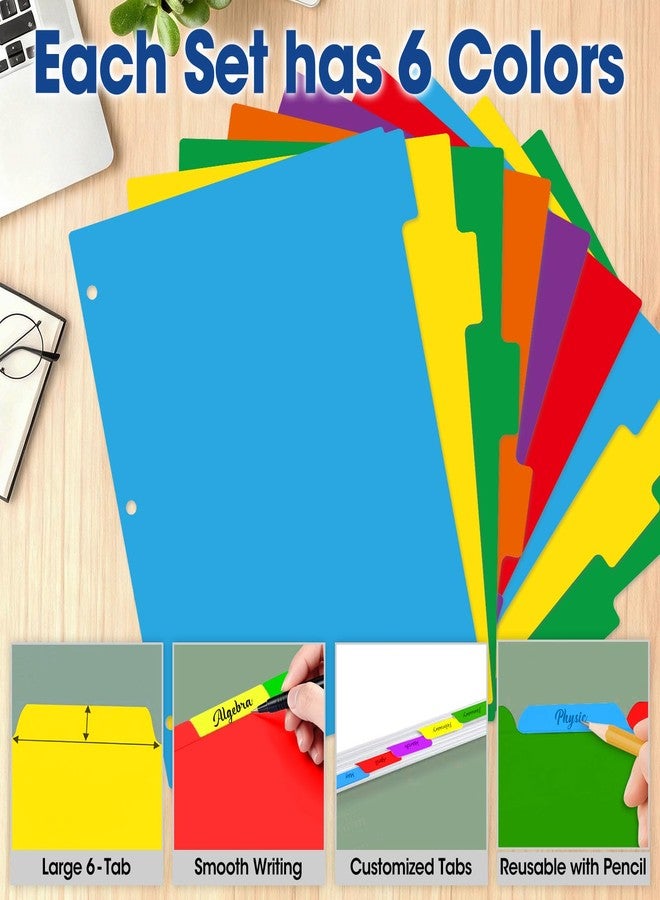 YesBes 102 Pcs Colored Binder Dividers with Tabs, 1/6 Cut Tabs, Dividers for 3 Ring Binder, Blank Write On Binder Dividers in 6 Tab Sets, Letter Size, 102 Dividers, 17 Sets, Multicolor - Image 4