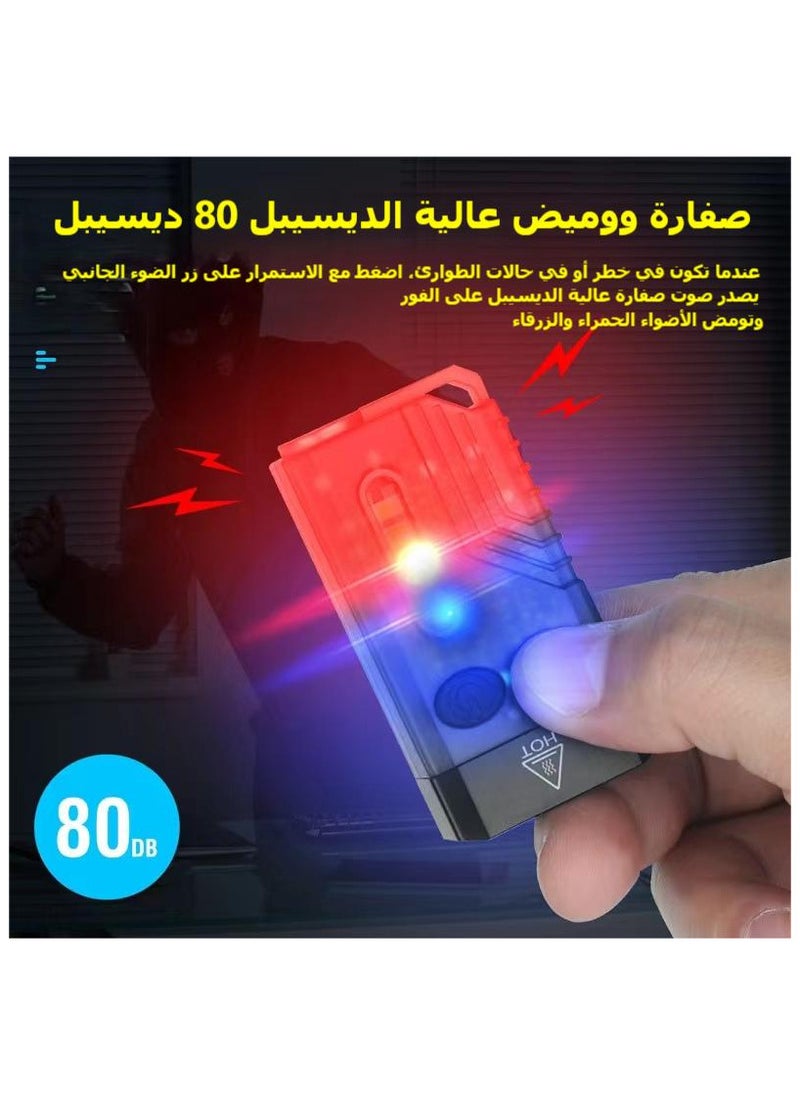 Powerful Mini EDC Flashlight with Red Laser Light, 365nm White/Red/UV/Blue/ Warm Light, High Lumens 1000 LM USB C Rechargeable LED  FlashLight-14 Modes,Tail Magnet, 80DB Beeping Sound, Black(V10L)  - Image 3