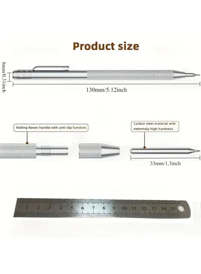 4Pcs Tungsten Steel Scribe Pen With Knurled Handle For Glass Metal Marking - Image 4