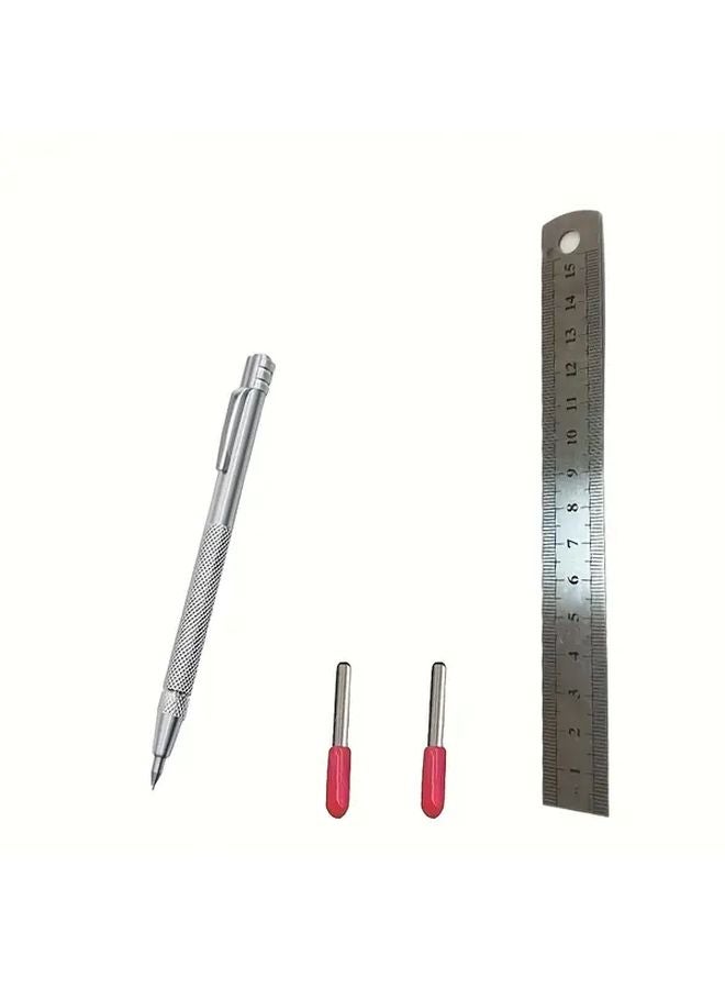 4Pcs Tungsten Steel Scribe Pen With Knurled Handle For Glass Metal Marking - Image 2