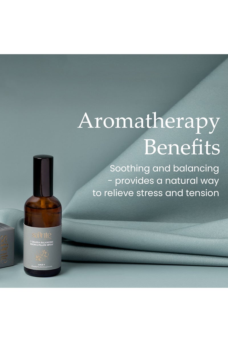 Saante Chakra Room and Pillow Spray 100ml - Improves Sleep Quality - Calming Lavender - Uplifting Clary Sage - Reduces Negativity - Enhances Focus - Aromatherapy Spray - Stress Relief - Image 2
