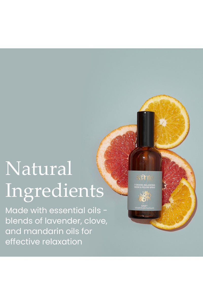 Saante Chakra Room and Pillow Spray 100ml - Improves Sleep Quality - Calming Lavender - Uplifting Clary Sage - Reduces Negativity - Enhances Focus - Aromatherapy Spray - Stress Relief - Image 4