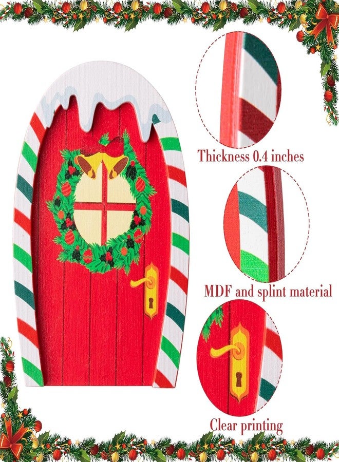 Haooryx 10Pcs Christmas Magic Miniature Tiny Fairy Wooden Doors Decorative Accessories, Welcome to Dollhouse Mini Entry for Fairies Magical Door Christmas Decorations Xmas Decor - Image 3