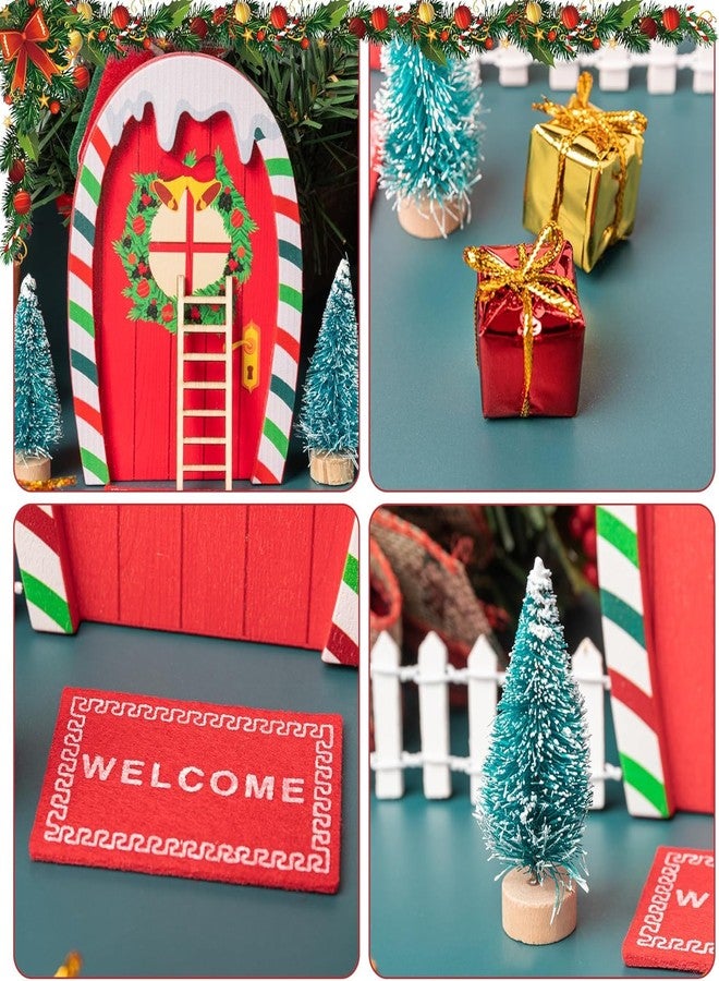 Haooryx 10Pcs Christmas Magic Miniature Tiny Fairy Wooden Doors Decorative Accessories, Welcome to Dollhouse Mini Entry for Fairies Magical Door Christmas Decorations Xmas Decor - Image 4