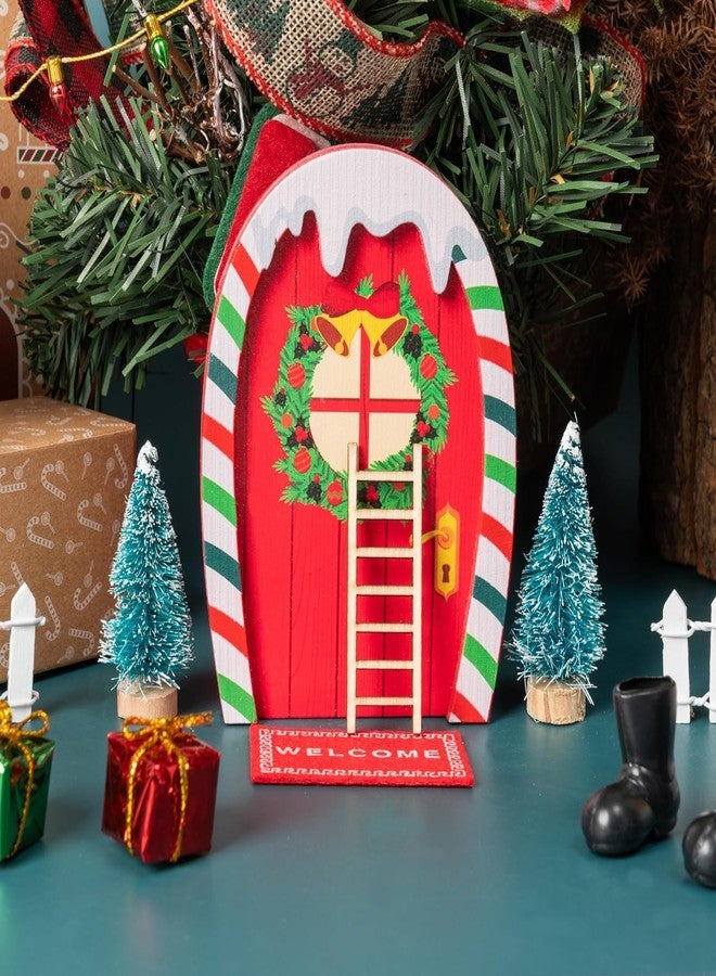 Haooryx 10Pcs Christmas Magic Miniature Tiny Fairy Wooden Doors Decorative Accessories, Welcome to Dollhouse Mini Entry for Fairies Magical Door Christmas Decorations Xmas Decor - Image 5