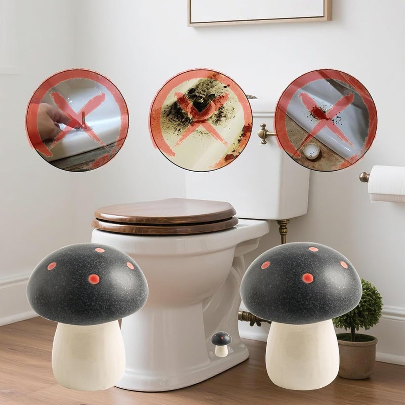 BEUNAIZER Ceramic Toilet Bolt Covers Decorative, Toilet Screw Cover Caps, Toilet Caps for Bottom of Toilet, Cute Mushroom Toilet Bolt Caps, Set of 2 Toilet Bowl Bolt Covers Floor, Bathroom Decor (Black) - Image 3